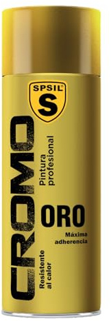 SPSIL Pintura Spray para Metal, Secado Rápido Cromo Oro(pack of 1) 400ml, Pintura Profesional Interior Exterior, Aplicación Fácil en Madera Plástico,DIY Decoración Muebles Automóviles