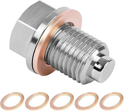 Buaak Vite di scarico olio magnetica M12x1.5 - Acciaio inossidabile 304 Magnetico forte per tutti i veicoli - Vite universale per serbatoio olio per proteggere il motore