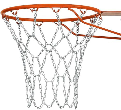 DICOSMETIC Stainless Steel Basketball Net Basketball Chain Net Replacement Heavy Duty Rust Proof Chain Nets with 12 S-Hooks Fits All Standard Outdoor Hoops