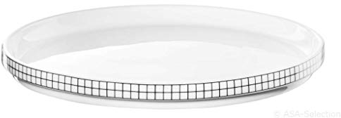 ASA ASA16141038 Memphis Set da 2 Piatti, Piatti per Mangiare, Ceramica, Quadrati, Nero/Bianco, 18.5 cm, 16141038
