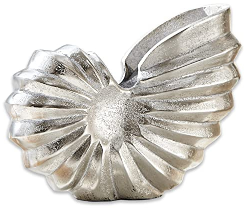 Loberon Deko-Ammonit Whirl | Maritime Dekoration | Aus Aluminiumguss | Badezimmer Wohnzimmer | Ideal Für Pflanzen, Silber