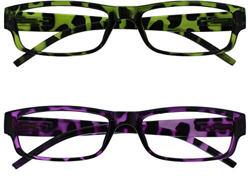 OPULIZE The Reading Glasses Company Green & Purple Tortoiseshell Lightweight Readers Value 2 Pack Mens Womens RR32-65 +2.00