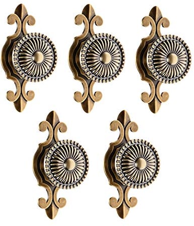 MUXSAM 5Pcs Pulls Handles Knobs for Drawer Door Kitchen,Cabinet Knobs Furniture Wardrobe Round Antique - Antique Brass