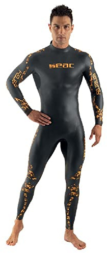 SEAC Energy Man 2 mm, Muta Elastica in Neoprene Liscio Smoothskin per Nuoto e Freediving Uomo, Nero