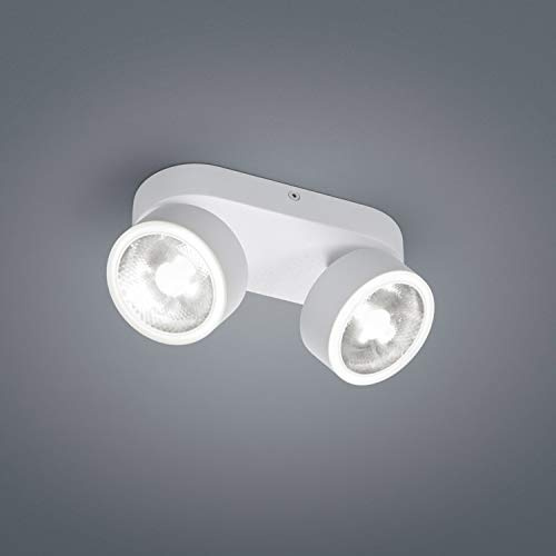 Helestra LED Deckenstrahler PAX, IP20, 2-flammig, 15W 2900K 1120lm 12°, CRi >90, dimmbar, verstellbar, mattweiß/Glas klar