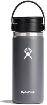 HYDRO FLASK - Reise-Thermos 473ml (16 oz) - Vakuumisolierter Edelstahl-Thermos - Auslaufsicher Flex-Trinkdeckel - Thermos für Kaffee - Größe Öffnung - Stone