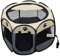 Coolty Tragbarer faltbarer Haustier-Laufstall, 8-Panel-Zwinger, Haustierzelt für Hunde, Katzen, Kaninchen und Kleintiere, 91 x 91 x 58 cm (Beige + Grau)