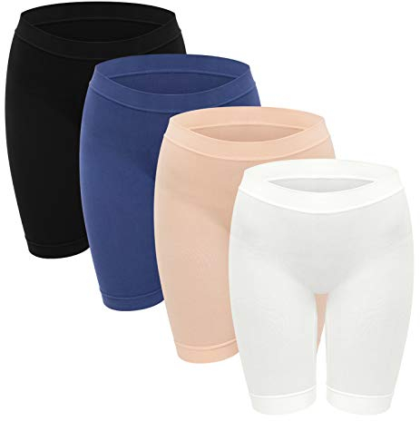 HBselect 4er Damen Kurze Leggings Radlerhose Blickdicht Sporthose Jogginghose Baumwolle für Yoga Joggen Pilates Fitness