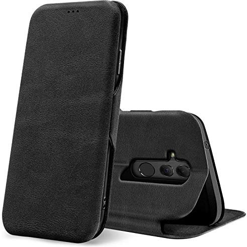 Verco Case per Huawei Mate 20 Lite Custodia, Cover a Libro Pelle PU per Huawei Mate 20 Lite Custodia Premio Booklet Protettiva, Nero