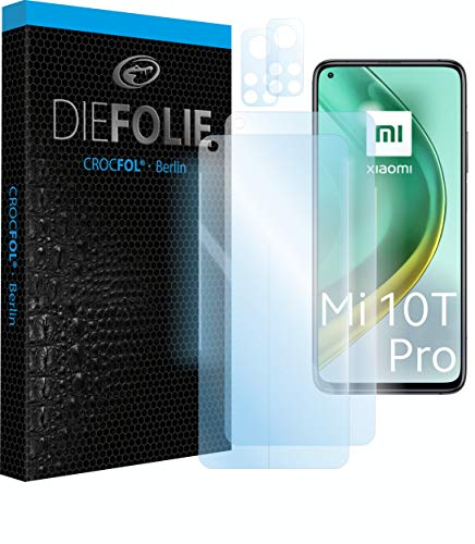Crocfol Schutzfolie vom Testsieger [2 St.] kompatibel mit Xiaomi Mi 10T / Mi 10T Pro- selbstheilende Premium 5D Langzeit-Panzerfolie - inkl. Kamera Schutzfolien (Casefit)