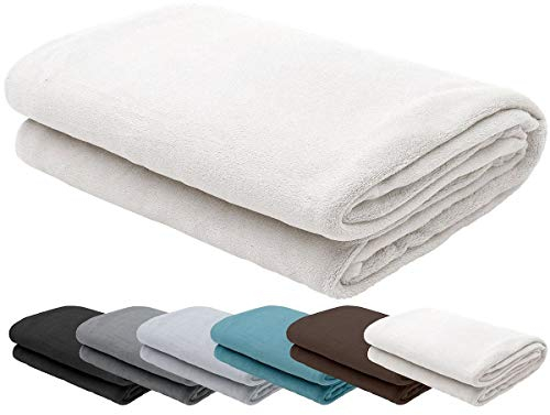 L.E.M.B. Hometrends Kuscheldecke Decke XXL Wohndecke Tagesdecke Sofadecke Fleecedecke Mikrofaser Strokkur 220 x 240cm Offwhite