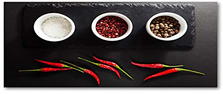 Tulup Spritzschutz Glas Küche Küchenrückwand Glassplatte Küche Herd Küchenrückwand aus Echtglas Abdeckplatte - - 125x50 cm - Essen & Getränke - Rot - Gewürze Chili