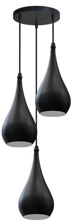 LEDSone 3 Way Multi Teardrop Shaped Hanging Ceiling Light Black Pendant Lamp, Eyeball Design Modern Light Shades E27 UK Lamp Fitting (Black, Eyeball)