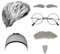 LOOPES 6tlg Opa Perücke Alter Mann Kostüm Set Großvater Accessoire mit Opa Perücke Grau Perückekappe Augenbrauen Schnurrbart Runde Brille Rentner Kostüm für Grandpa Fasching Karneval Halloween