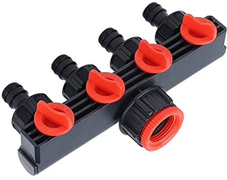 BigKing 4-Way Splitter, Garden Hose Pipe Splitter, Multi-Tap Connector, 4 Way Water Distributor, Leakproof Garden Hose Splitter for Garden Outdoor Tap, Black