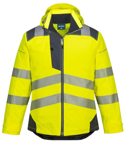 Portwest T400 PW3 Hi-Vis Winter Jacke Wasserdicht Wärmereflexion | Gelb/Grau, L, EN ISO 20471 Klasse 3, EN 343 Klasse 3:1 X, 300D Oxford Polyester, PFAS-freie Texpel Splash Ausrüstung