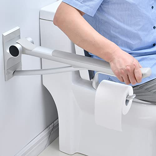 Faltbarer Toiletten Haltegriff,Klappbare WC Aufstehhilfe,Rutschfest Stützklappgriff,Sicherheitsbügel für Ältere Und Behinderte, Aluminiumlegierung Wandstützgriff,Hilfsmittel (60cm/23.6in)