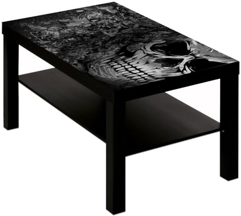 B-wie-Bilder.de Couchtisch Tisch Totenkopf Grafitti Farbe schwarz weiß Tisch schwarz