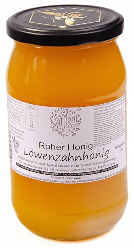 Natural Food - Roher Honig - Direkt vom Imker - Roh Natürlich - Ungefiltert - Nicht Geschleudert oder Erhitzt - Geschenkidee - 22 KG - 20 x 1,1 kg - Löwenzahnhonig