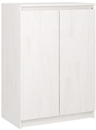 vidaXL Massivholz Kiefer Sideboard mit 3 Fächern Kommode Anrichte Schrank Beistellschrank Mehrzweckschrank Standschrank Weiß 60x36x84cm