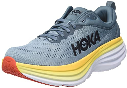 Hoka Mens Bondi 8 Running Shoes, Goblin Blue Mountain Spring, 8.5 UK