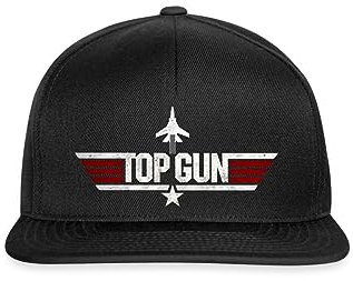 Spreadshirt Top Gun Jet Logo Used Look Snapback Cap, One Size, Schwarz/Schwarz