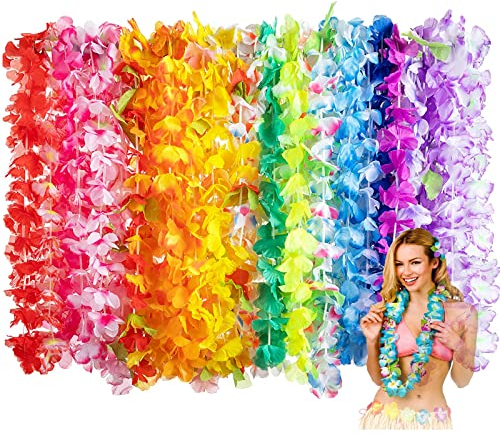 50TK Hawaii Bunten Girlanden Hawaiikette Hawaii Party Kette Blumen Halsketten Hawaii deko Set Hawaiikette Blumenkette für Kleid, Party Favors, Strand und Themenbezogenen Geburtstage j