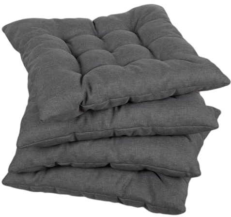 Gutekissen® Stuhlkissen gesteppt Quadrat Polsterauflage Auflage für Stühle/Bänke für Haus und Garten Sitzauflage Gartenkissen Sitzkissen viele Farben (45x45, Dunkelgrau, 4)