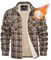 MAGCOMSEN Winterjacke Herren Karierts Hemd Gefüttert Baumwolle Hemdjacke mit Multi Taschen Männer Übergangs Thermohemd Button-Down Plaid Jacke Outdoor Holzfällerhemd Braun M