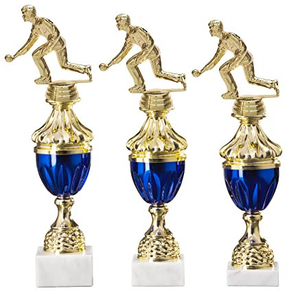 eberin · Pokal Serie Kegeln, Gold-blau, mit Wunschtext, Größe 31,5 cm