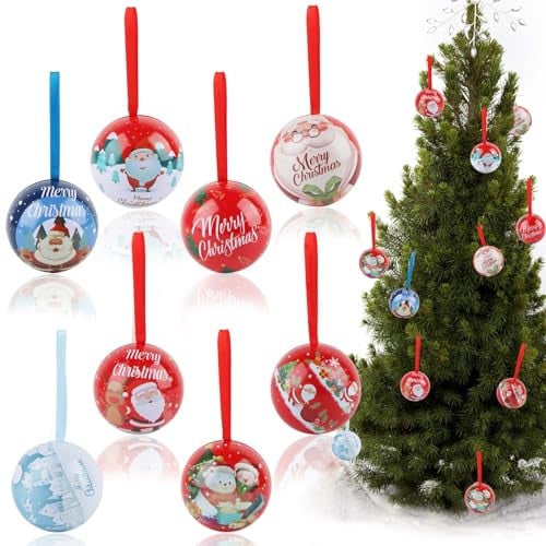 ACTOYS Weihnachten Metalldosen Set, 8pcs Weihnachtliche Runde Blechdose, Klein Keksdose Weihnachten Rund, Plätzchendose Weihnachten Metall, Weihnachtsdosen Plätzchen, Blechdose mit Deckel Weihnachten