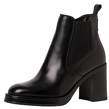 Tamaris Damen Chelsea Boots Leder Blockabsatz; BLACK LEATHER/schwarz; 39 EU