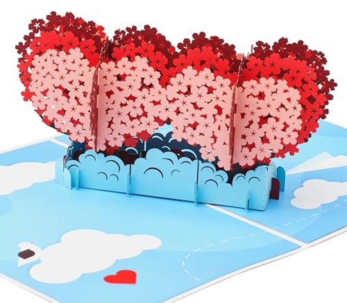 Magic Moments® Flammende Herzen Pop Up Karte Liebe - Schöne 3D Geburstagkarte Groß für Frau, Freund zum Valentinstag, Hochzeit - Glückwunschkarte für Herzensmensch - Ich Liebe Dich