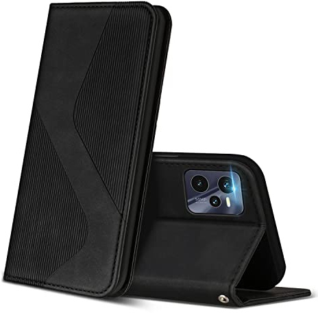 ZONNAVI Funda para Realme C35, Funda Libro de Cuero con Ranura para Tarjeta y Magnético, Wallet Flip Caso Cubierta Case Carcasa para Realme C35 (Negro)