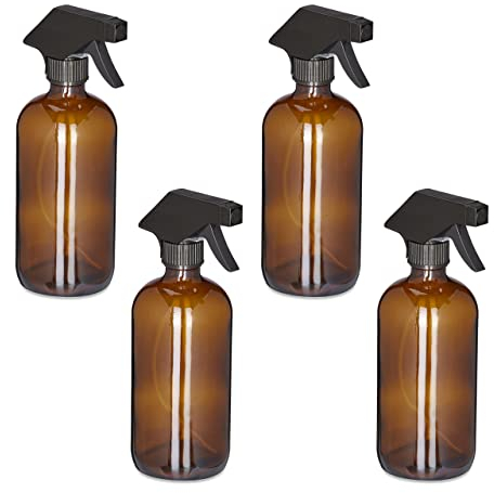 Relaxdays Sprühflasche Glas, 1 Stück, Braun, Schwarz