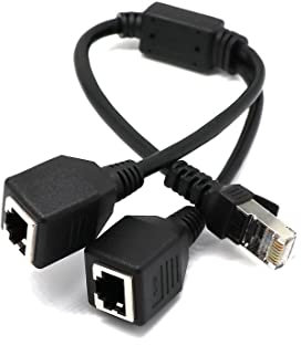 Xingdianfu Cable de Red RJ45 Masculino a 2 RJ45 Hembra Tipo Y, se Utiliza para conmutar Redes Entre Dos Ordenadores o para conectar a una Impresora