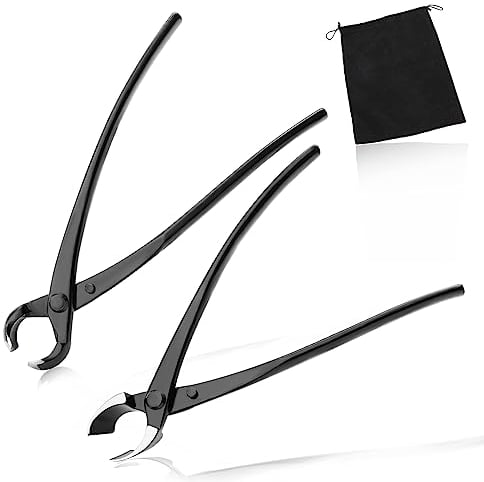 LEONTOOL Bonsai-Werkzeug-Set – 20,3 cm konkave Schneider und 20,3 cm kugelförmige Knaufschneider, Karbonstahl, Gartenarbeit, Bonsai-Beschneidungs- und Pflegeset mit Aufbewahrungstasche, robustes
