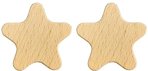 HDJNal Schrankknäufe aus Holz, dekorative Stern-Schrankknäufe, Türknäufe für Schränke, Türen, Kommoden, Küchenschränke und Schränke mit Schrauben, 2 Stück