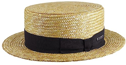 Melegari Chapeau magique | Paille de blé | Boater Hat | Canotier | Made in Italy (XL, Beige)