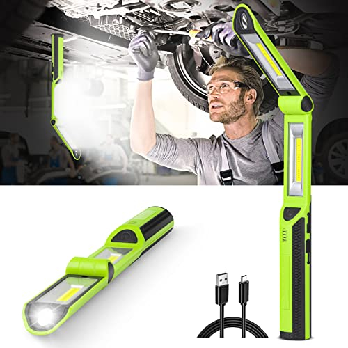 Arbeitsleuchte, CT CAPETRONIX Wiederaufladbare LED-Arbeitsleuchte 1500 Lumen, tragbare Taschenlampe 180° drehbar 3 Modi, mit 3 Magnetsockel und Haken Mechaniker Licht, für unter der Haube/Notfall