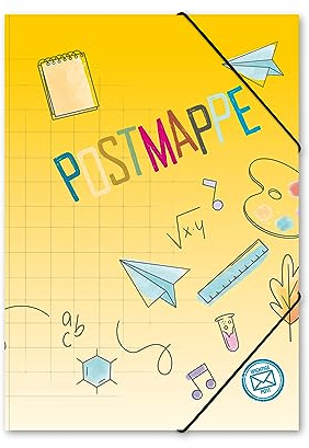 itenga Postmappe Gummizugmappe mit Motiv DIN A4 mit Gummizugverschluss - Sammelmappe Eckspanner (Doodles Schule)