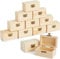 Abnaok Wooden Box Small, Pack of 10 Wooden Treasure Chest Treasure Chest Children's Birthday Party with 2 Drawing Plates and 10 Brushes, Craft Set Children's Birthday Crafts