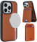 ELTEKER Hülle für iPhone 12 Pro Max/13 Pro Max Handyhülle mit Kartenfach Magsafe Wallet Magnetischer Kartenhalter kreditkartenetui,Case Klapphülle Schutzhülle für iPhone 12 ProMax/13 ProMax-Braun