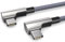 PAXO 1m Ladekabel, 3A, USB C auf USB C Kabel, USB 2.0, elegante Winkelstecker, besonders flexibler Stoffmantel in Silber
