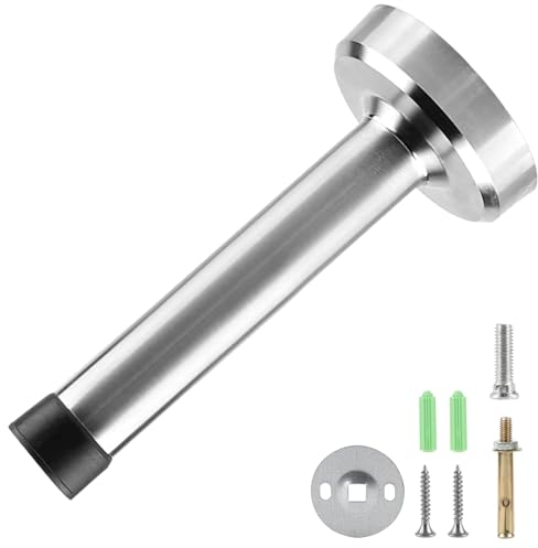 Misuyue Wandtürstopper Wand Edelstahl - 8.5cm Türstopper Wandmontage mit Gummi Puffer Enthält Befestigungsmittel - Türpuffer(silbrig)