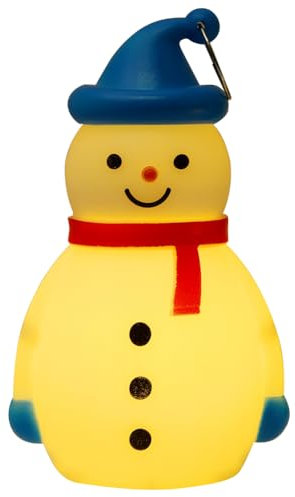 CRGANGZY Niedliche Schneemann-LED-Desktop-Lampe, Cartoon, batteriebetrieben, Weihnachten, warmes Nachtlicht for Schlafzimmer, Weihnachtsbaum (blau)