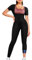 Junlan Ganzkörper-Saunaanzug für Damen, Schweiß-Overall, Taillentrainer für Damen, Bauchfett, Workout, Sweat-Anzug, Kurzarm, Schwarz, Small