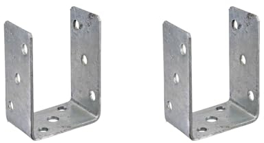 2x U-Pfostenträger verzinkt zum Aufschrauben 81x120x4 mm