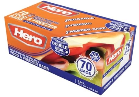 70 x Sealable Freezer Bags, Medium 1L Ziplock Bags Food Reusable Sandwich Bags Zip Seal Food Bags, BPA Free Zip Lock Bags, Food Storage Freezer Bags for Fruits,Meat,Grains,Vegetables,Sweets