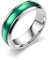 Whoiy Grün Ausgefallene Verlobungsringe Emaille, Damen Ring Hochzeitstag 6MM Poliert Edelstahl Ringe mit Gravur Größe 57 (18.1)